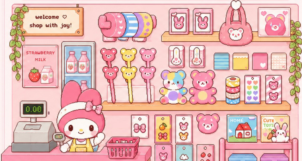 Melody at the Wonderland Supermarket counter